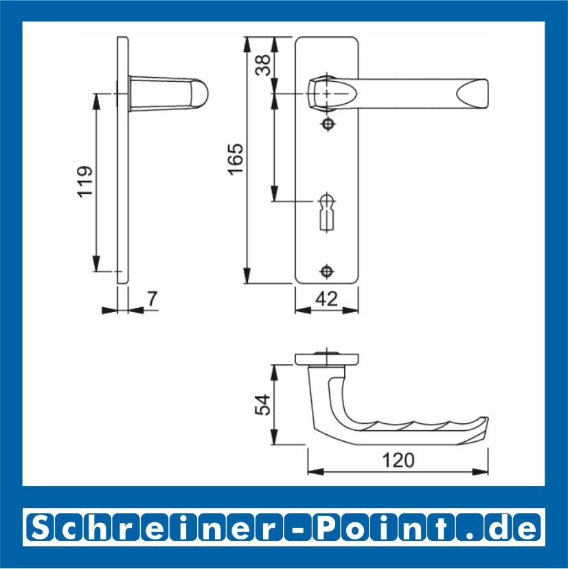 Hoppe London Aluminium Kurzschildgarnitur  F1 Natur 113/202KP, 6675094, 6880587, 6675193, 6675276